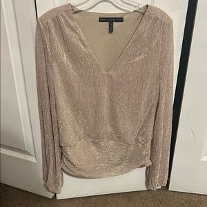 White House Black Market Metallic Blush Blouse